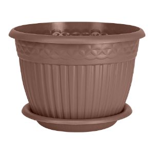 [070300] КШ-4469 Кашпо Византия с прикреп. поддоном Мокко d20 h14,3см 3л.