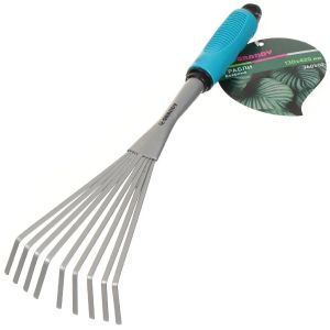 Грабли веерные, 9 зуб, сталь, 13 см, Grandy, Connect, черенок пластиковый