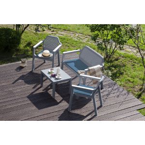 Набор мебели Easy Comfort Color, диван, 2 кресла, стол Серый/Голубой