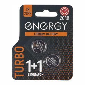 Батарейка Energy Turbo CR2032/2B, типоразмер CR2032, 2 шт