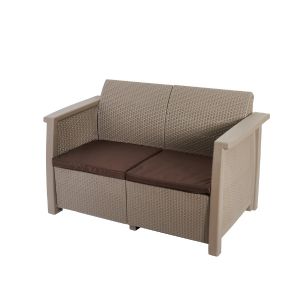Диван пластиковый Keter Corfu love seat 130х72х79 см Ротанг Капучно