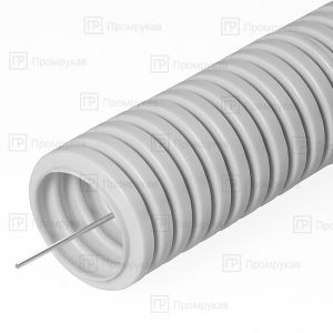 Труба d25 мм ПВХ гофрированная с зондом (20 м) Серая