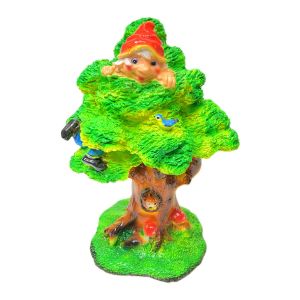 Фигура садовая гипс Гном на дереве 29x23 см ГАРДЕНВИЛЛ