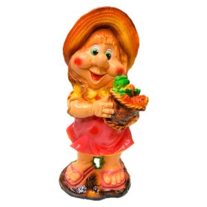 Фигура садовая гипс Девочка-гном в соломенной шляпке 40х17 см
