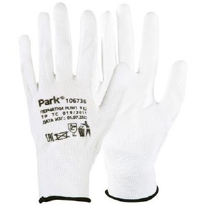 Перчатки рабочие с полиуретановым покрытием белые с высокой тактильной чувствительностью PUW1, р-р L