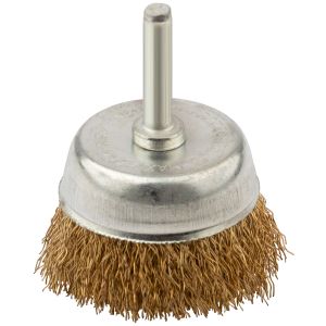 Корщетка тип чашка со штифтом стл.латун. волнистая проволка 50 мм. MOS