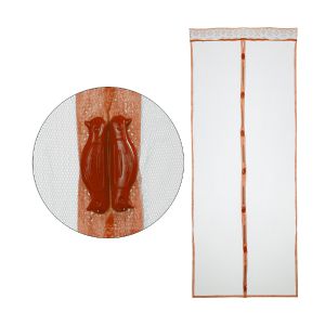 Москитная сетка на дверь Рыжий кот Птички, на магнитах, 0,9 x 2,2 м, коричневая