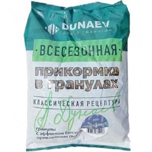 Прикормка всесезонная  DUNAEV гранулы Карп Чеснок 0.75 кг