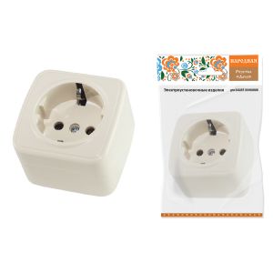 Розетка 2П+З открытой установки IP20 16А, сл. кость Дача Народная