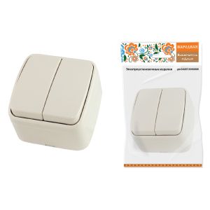 Выключатель 2-кл. открытой установки IP20 10А, сл. кость Дача Народная