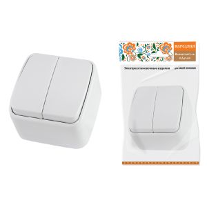 Выключатель 2-кл. открытой установки IP20 10А, белый Дача Народная