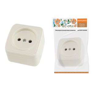 Розетка 2П открытой установки IP20 10А, сл. кость Дача Народная