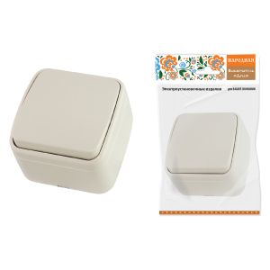 Выключатель 1-кл. открытой установки IP20 10А, сл. кость Дача Народная