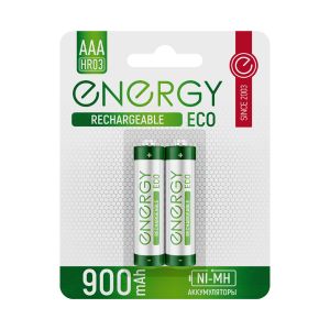 Аккумулятор Energy Eco NIMH-900-HR03/2B, типоразмер ААА, 900 мАч, 2 В, 2 шт