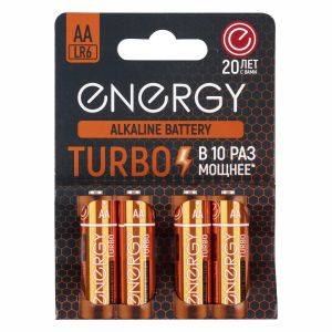 Батарейка Energy Turbo LR6/4B, типоразмер АА, 4 шт