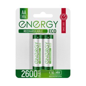 Аккумулятор Energy Eco NIMH-2600-HR6/2B, типоразмер АА, 2600 мАч, 2 В, 2 шт