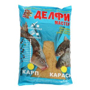 Прикормка DELFI «Мастер», летняя (новая формула), карп-карась, чеснок, желтая, 800 г 9816651