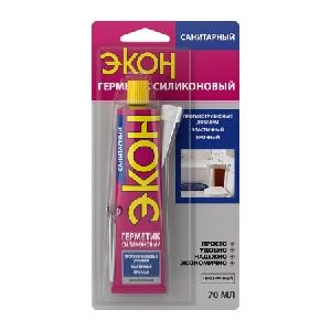 Силиконовый санитарный герметик Экон, 70 мл, белый