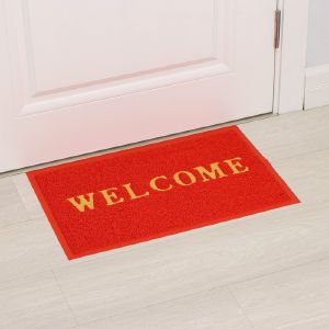Коврик придверный Доляна «Welcome» с окантовкой 38х58 см, цвет красный   9694981