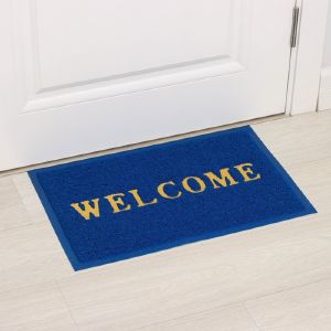 Коврик придверный Доляна «Welcome» с окантовкой 38х58 см, цвет синий   9694982