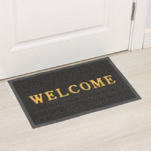 Коврик придверный Доляна «Welcome» с окантовкой 38х58 см, цвет серый   9694980