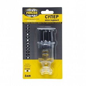 Супер-клей эпоксидный Panzer, прозрачный, шприц 6 мл