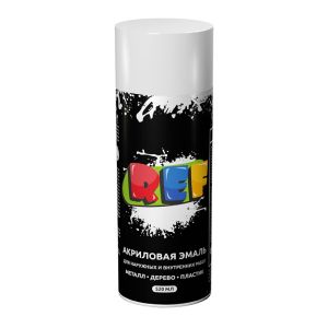 Эмаль аэрозольная, REF, универсальная, акриловая, глянцевая, белая, 520 мл