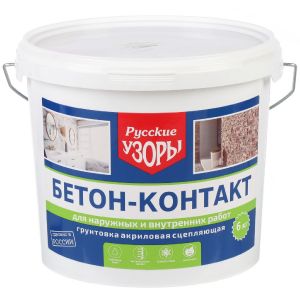 Грунтовка воднодисперсионная, акриловая, Русские узоры, бетоноконтакт, 6 кг