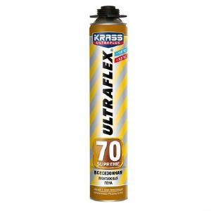 АКЦИЯ Пена монтаж/профес KRASS ULTRAFLEX 70 Supreme Всесезонная 0,89л(3 шт.+пистолет)