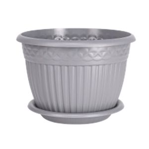 [070302] КШ-4471 Кашпо Византия с прикреп. поддоном Серый d20 h14,3см 3л.